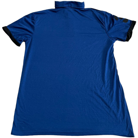 Apaelea Blue and Black Three Button Front Polo, Size XXL - Picture 2 of 5